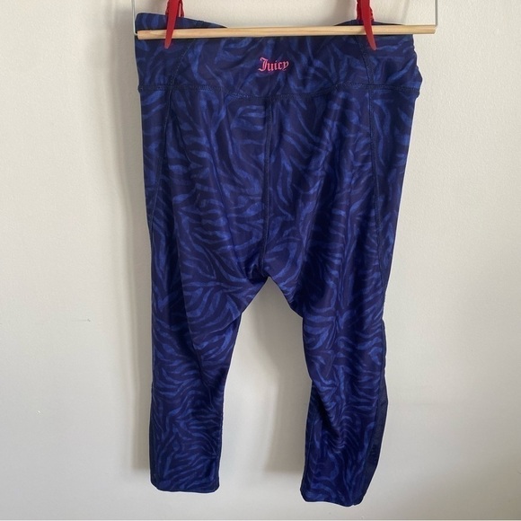 JUICY Couture Sport Essential Crop Blue Zebra Leggings Women • M Medium - Picture 4 of 9